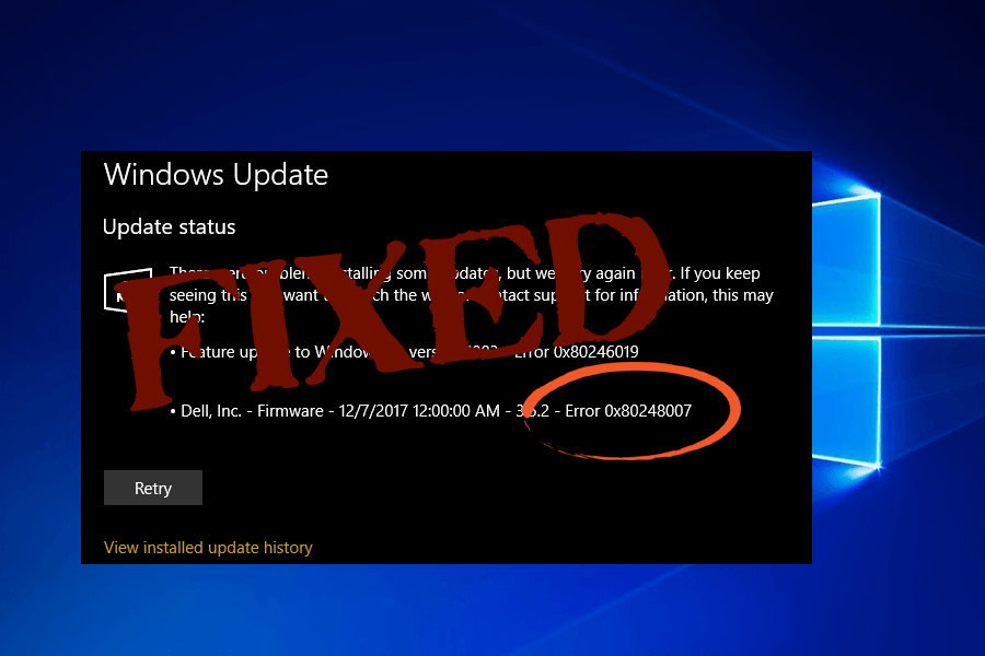 Napraw błąd Windows Update 0x80248007